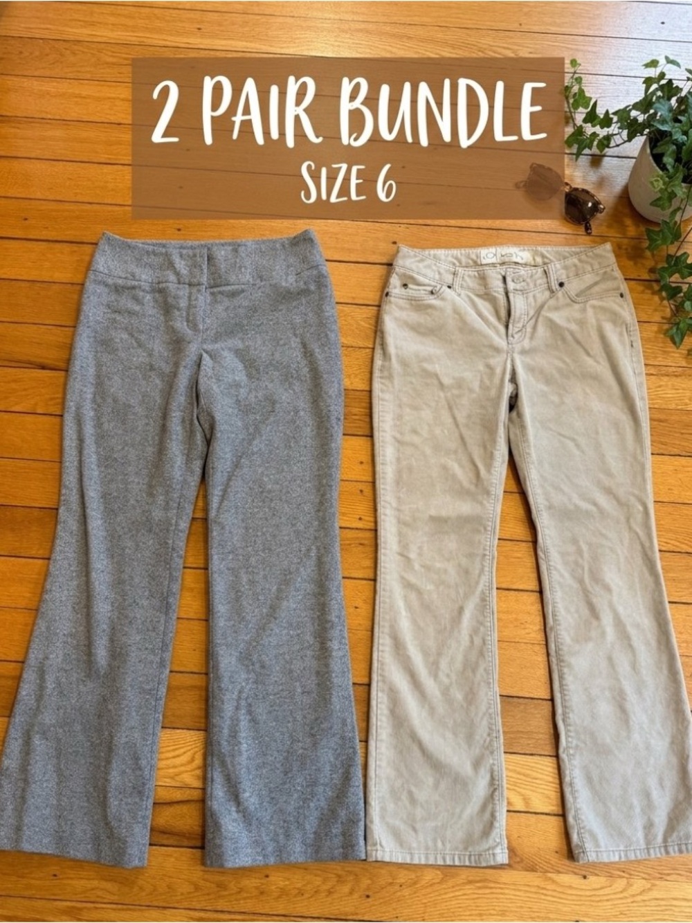 BUNDLE LOT OF 2: Ann Taylor Wool Silk Trousers & LOFT Corduroy Pants Size 6